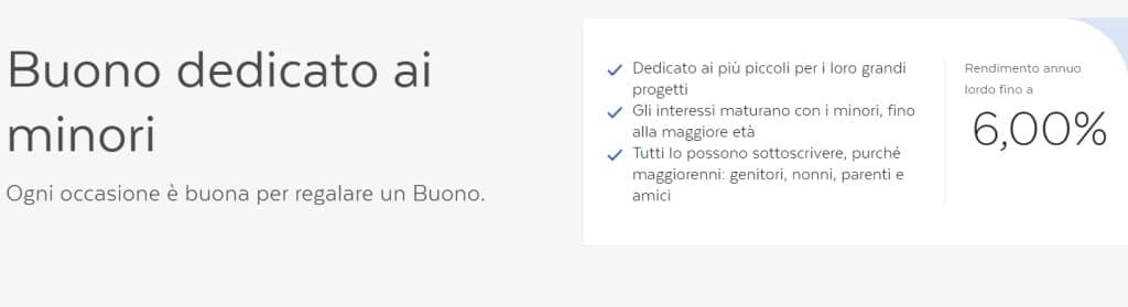 Buono dedicato ai minori con interessi fino al 6%