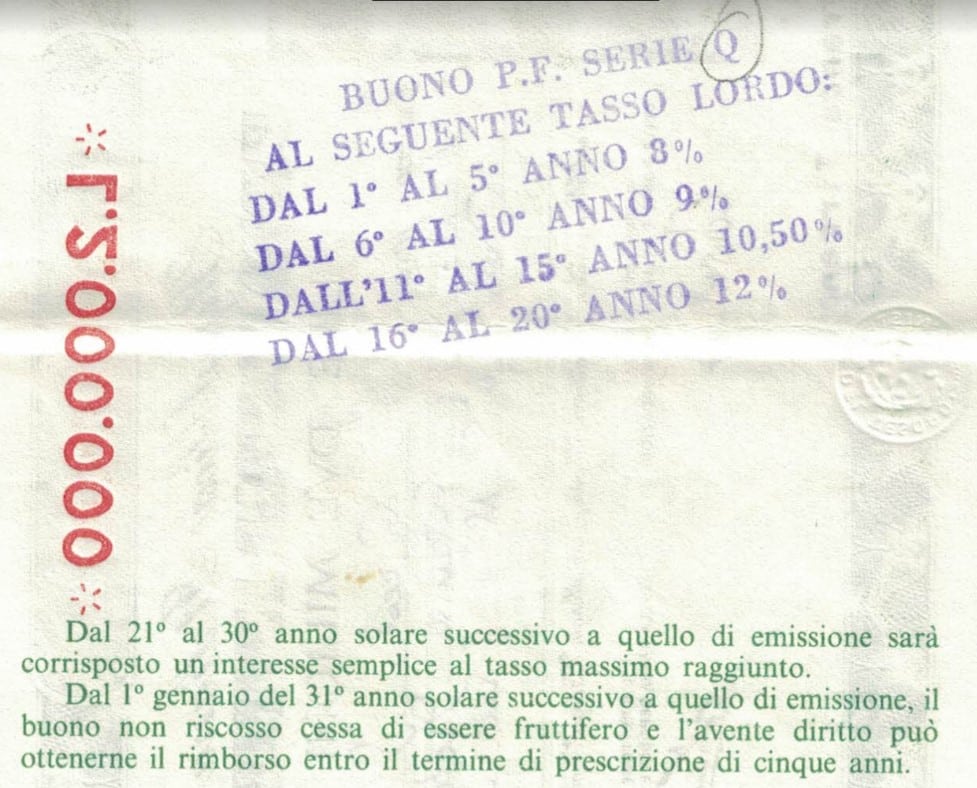 Buono fruttifero postale serie Q del 1992