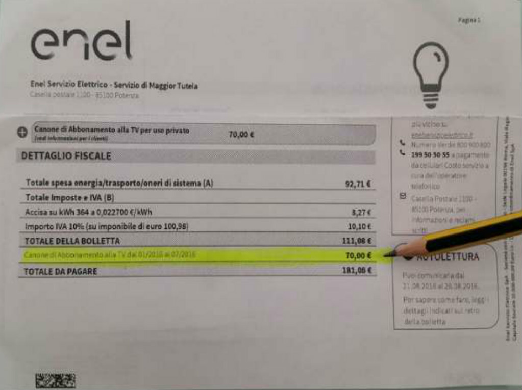 Canone Rai in bolletta, cosa fare se non viene addebitato in automatico