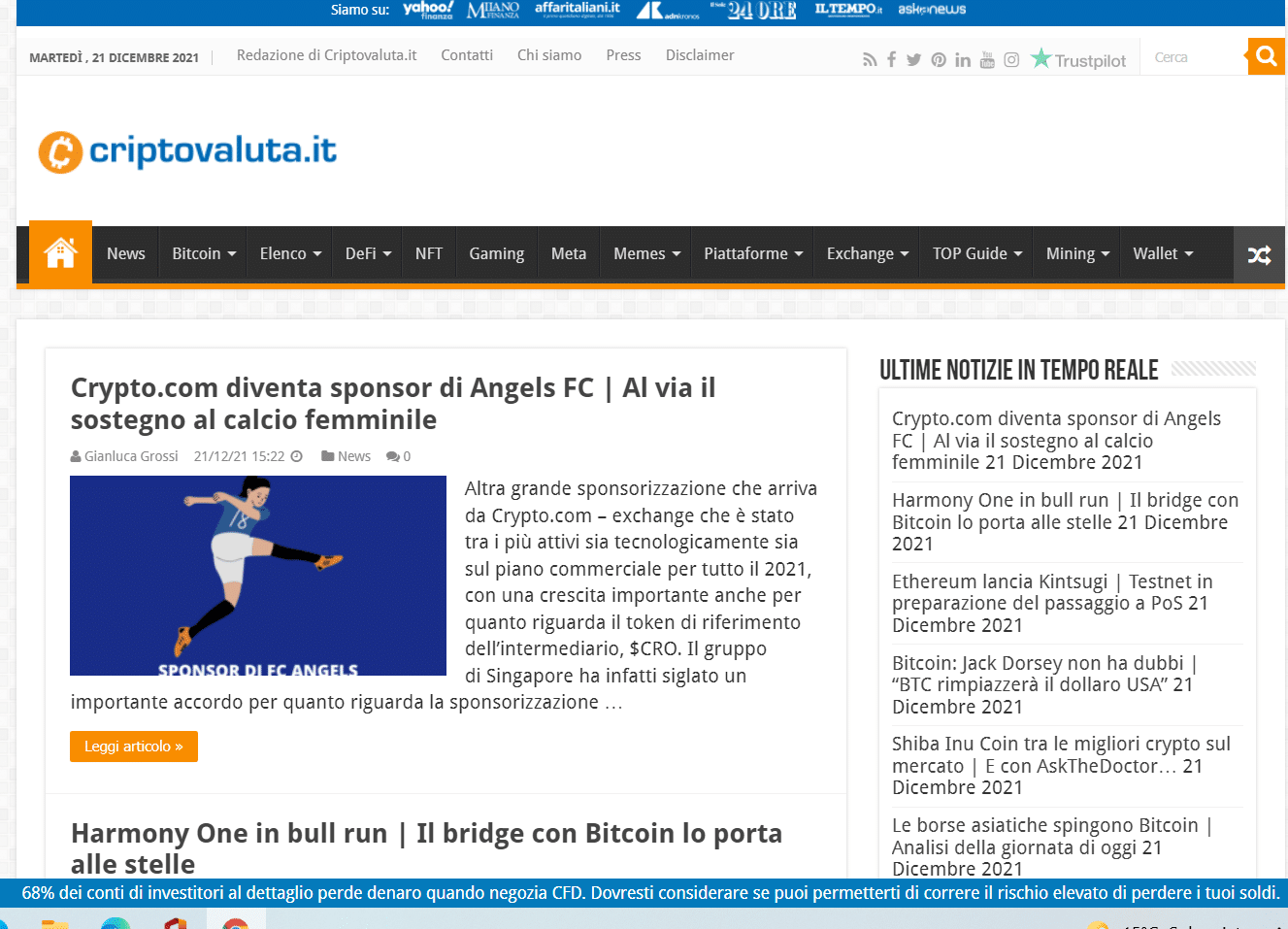 Boom di visite per il sito Criptovaluta.it