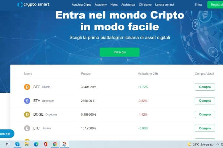 Nuova piattaforma di Cryptosmart per investire in Bitcoin, Ethereum, ecc