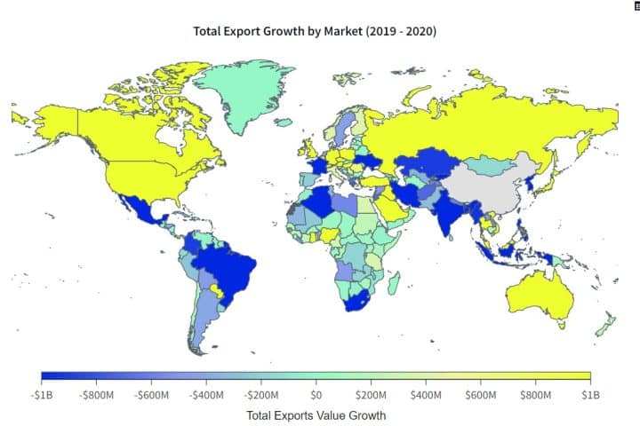 Export Cina verso economie G7