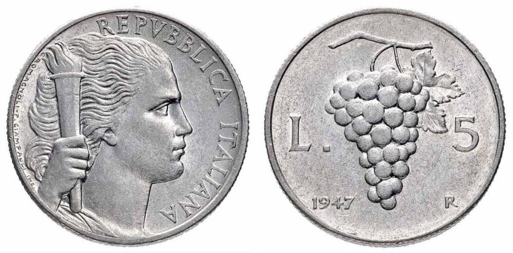 valore delle vecchie lire con immagini di frutta