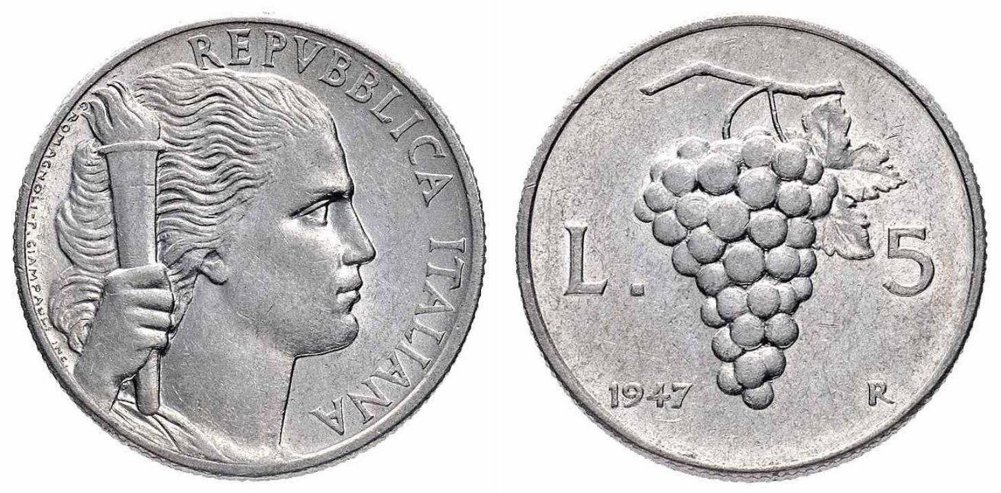 valore delle vecchie lire con immagini di frutta